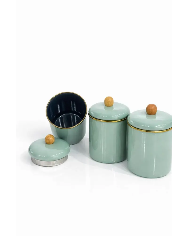 PR Home Soft Green Emaye Baharatlık Seti 14 Cm