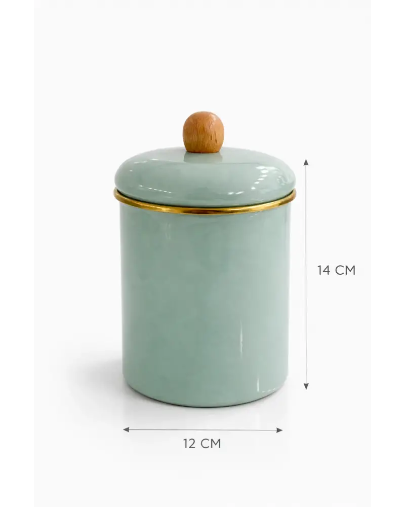 PR Home Soft Green Emaye Baharatlık Seti 14 Cm