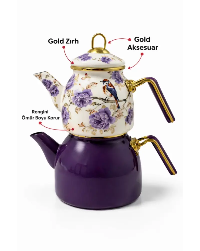 PR Home Fiorella Rose Model Emaye Çaydanlık