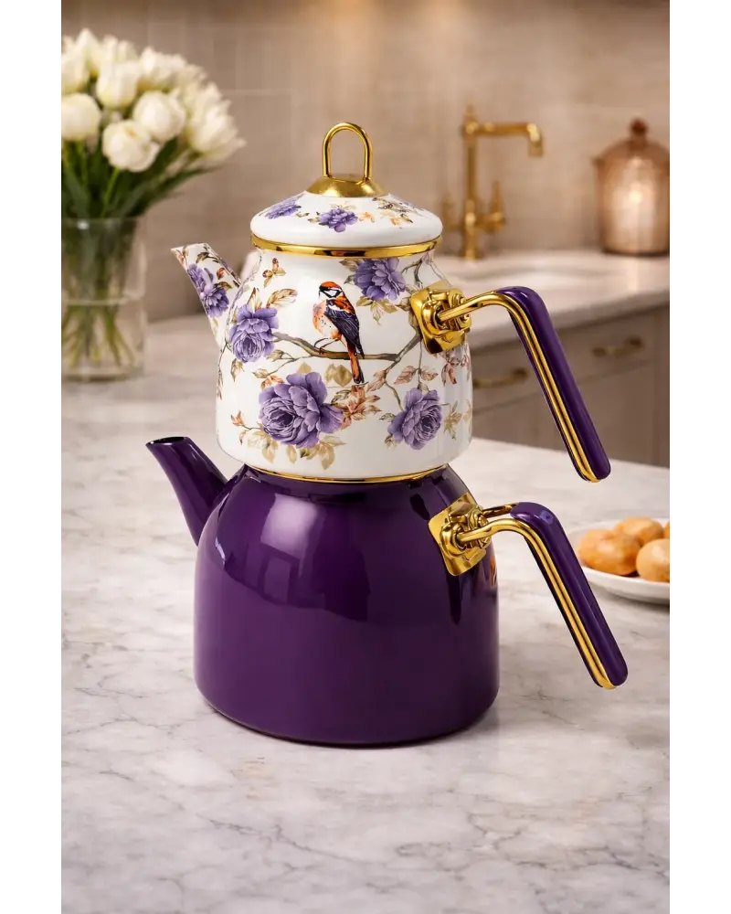 PR Home Fiorella Rose Model Emaye Çaydanlık