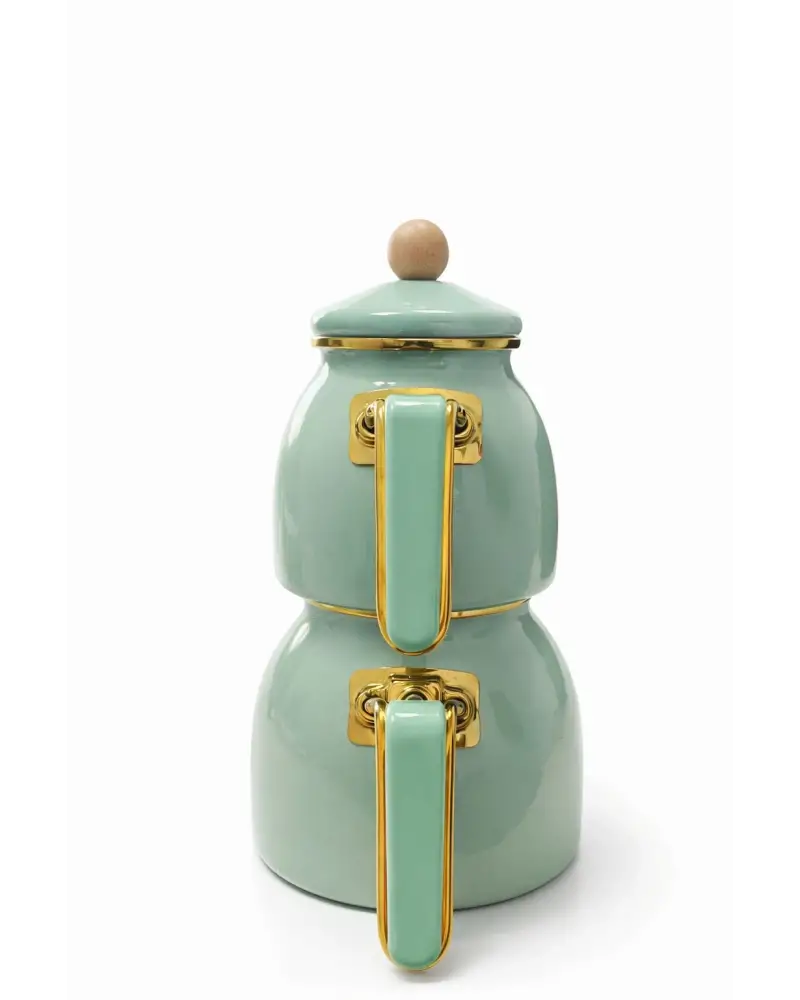 PR Home Soft Yeşil Rose Model Emaye Çaydanlık