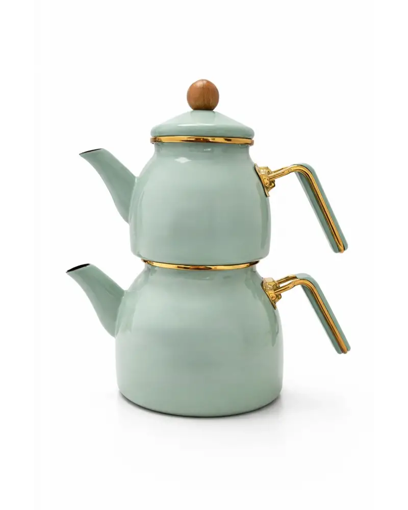 PR Home Soft Yeşil Rose Model Emaye Çaydanlık