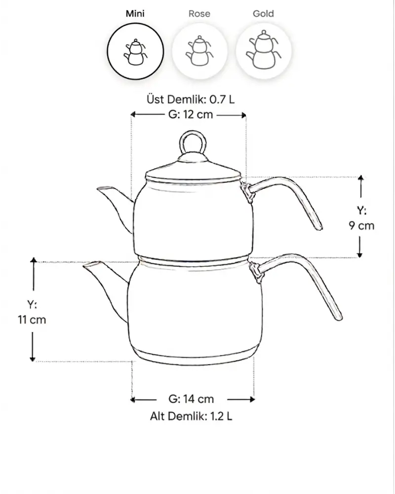 PR Home Forte Black Mini Model Emaye Çaydanlık
