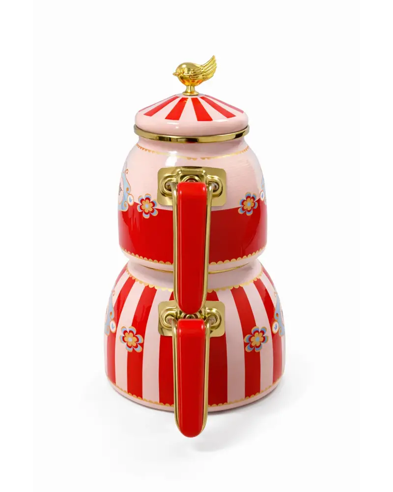 PR Home Alaria Kırmızı Rose Model Emaye Çaydanlık