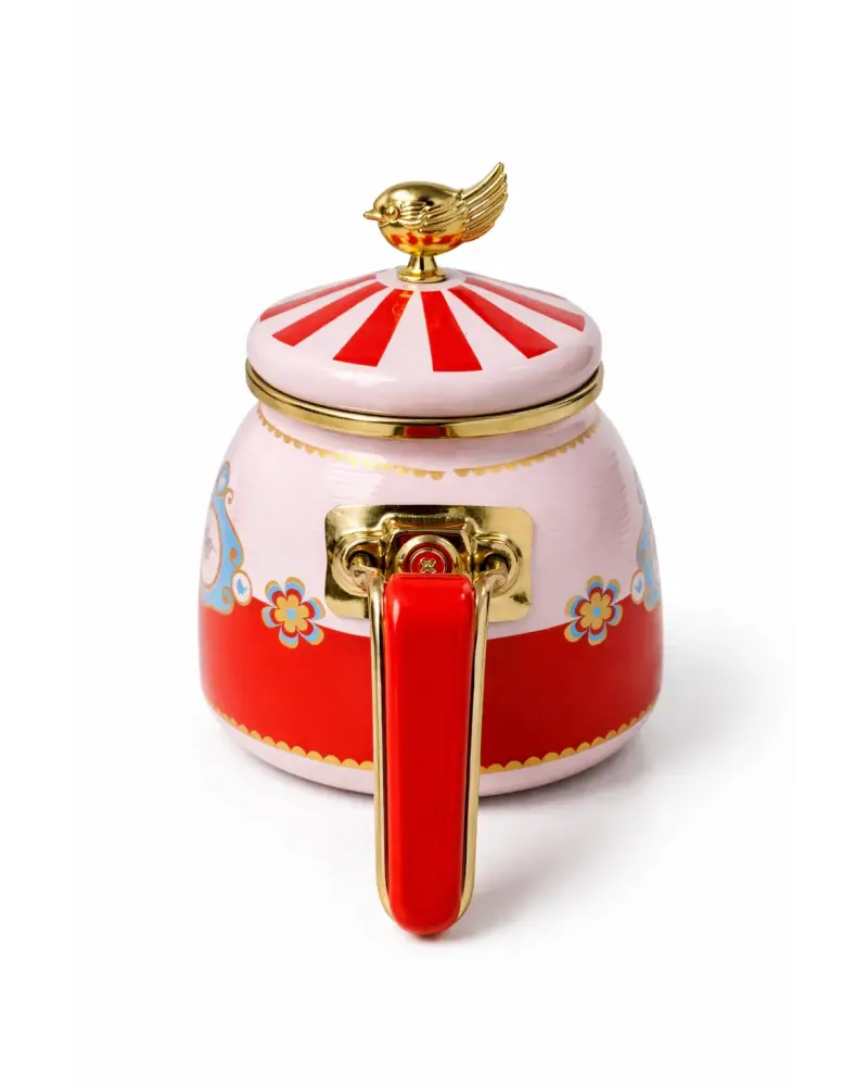 PR Home Alaria Kırmızı Rose Model Emaye Çaydanlık