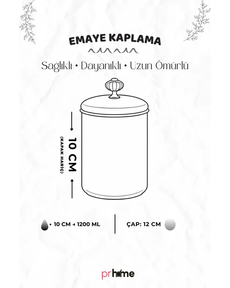 PR Home Limon Emaye Baharatlık Kavanoz Küçük Boy 10 cm