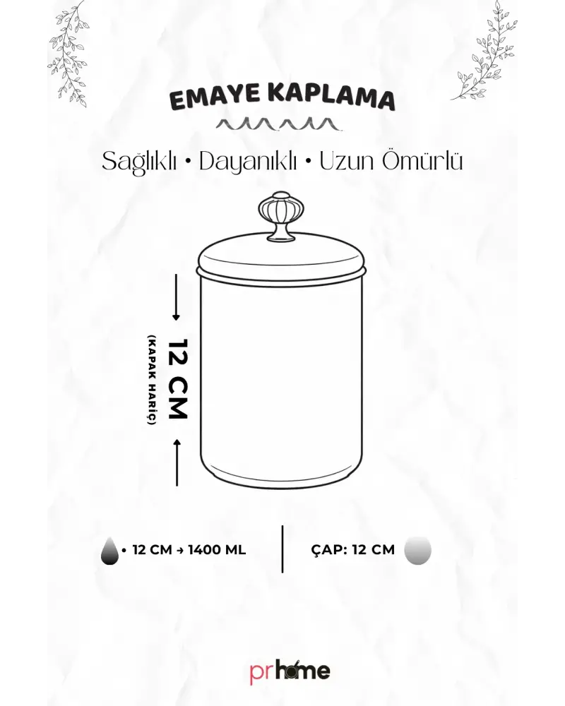 PR Home Allegro Emaye Baharatlık Kavanoz Orta Boy 12 cm