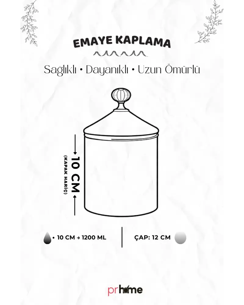 PR Home Fiorella Emaye Baharatlık Kavanoz Küçük Boy 10 cm