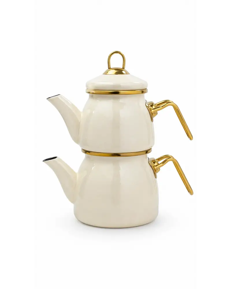PR Home Krem Mini Model Emaye Çaydanlık
