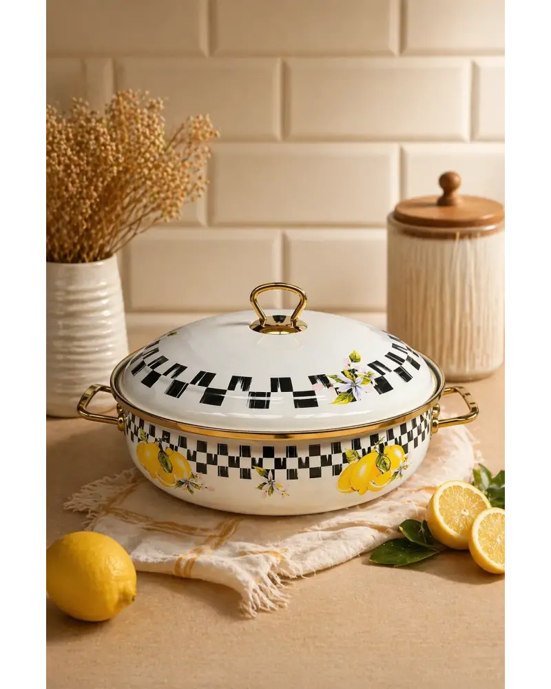 PR Home Limon Derin Bombeli Emaye Karnıyarık Pilav Tenceresi 26 cm