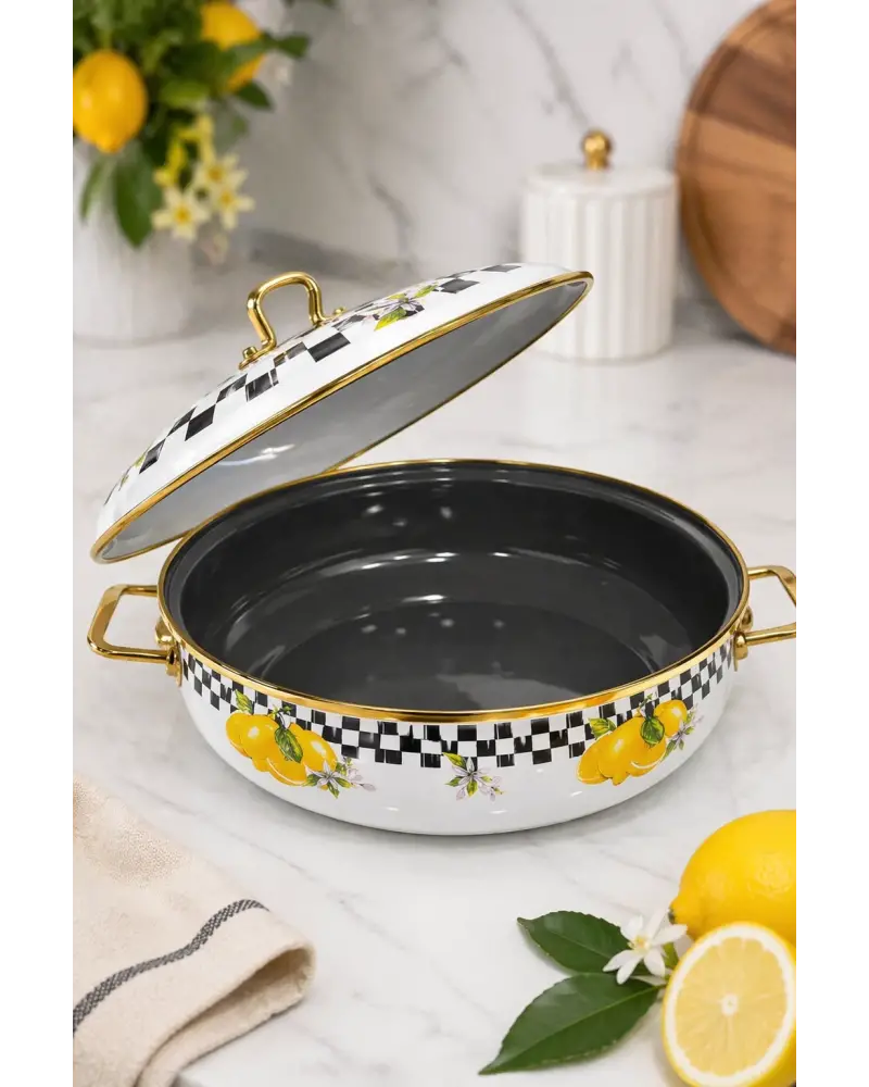 PR Home Limon Derin Bombeli Emaye Karnıyarık Pilav Tenceresi 26 cm