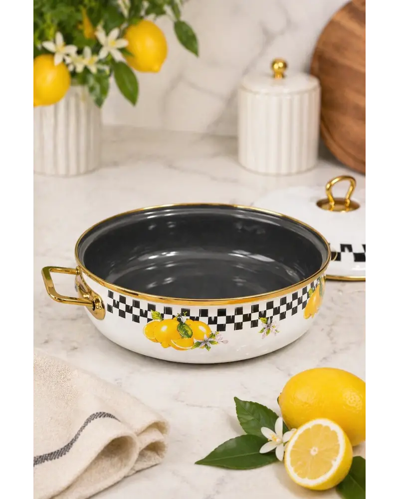 PR Home Limon Derin Bombeli Emaye Karnıyarık Pilav Tenceresi 26 cm