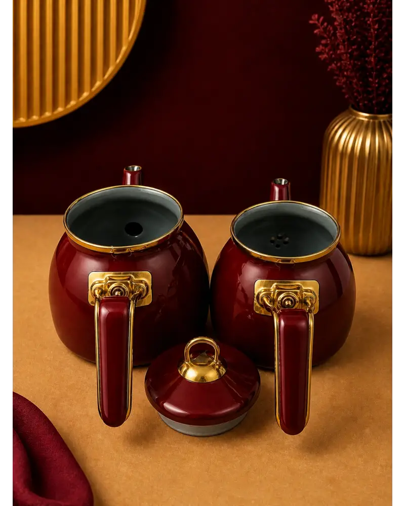 PR Home Bordo Rose Model Emaye Çaydanlık