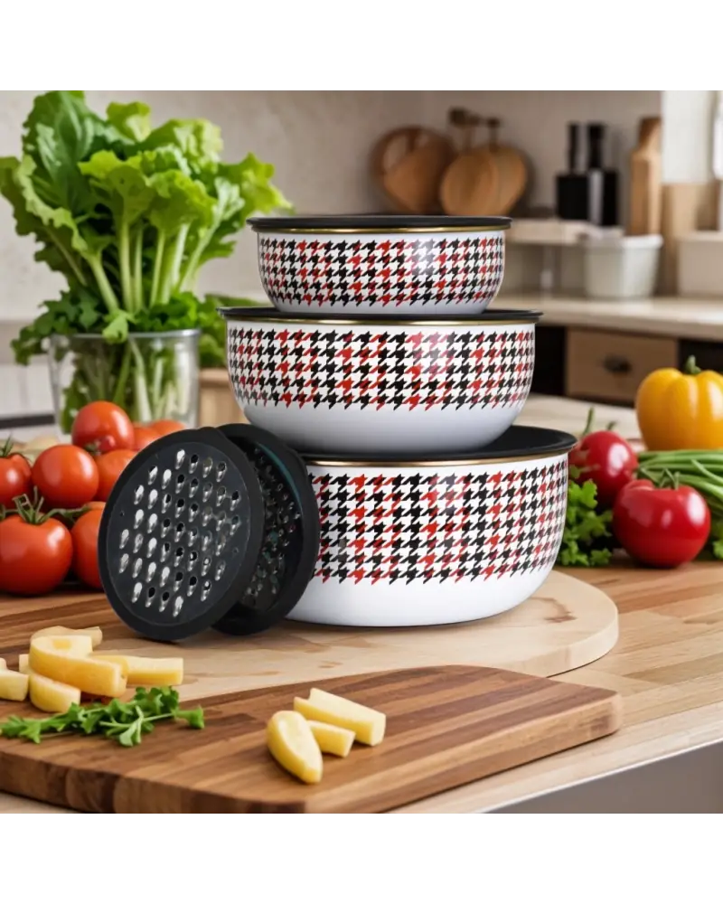 PR Home Forte Red 3lü Rendeli Karıştırma / Saklama Kabı - 9 Parça