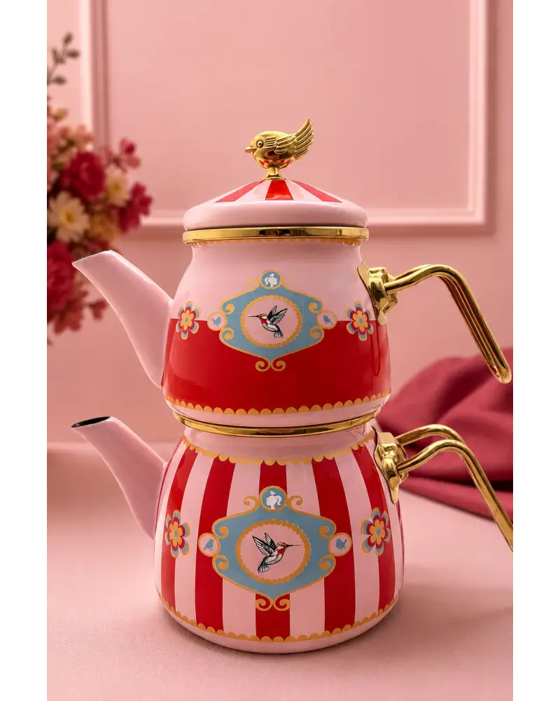 PR Home Alaria Kırmızı Mini Model Emaye Çaydanlık