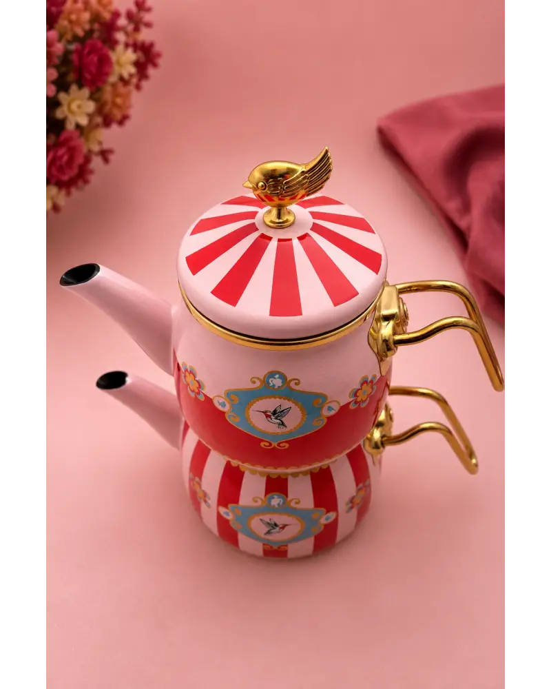 PR Home Alaria Kırmızı Mini Model Emaye Çaydanlık