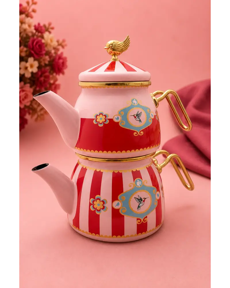 PR Home Alaria Kırmızı Mini Model Emaye Çaydanlık