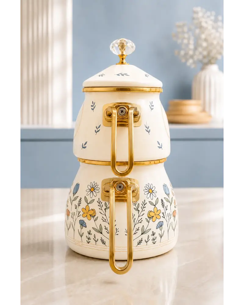 PR Home Anemon Gold Model Emaye Çaydanlık