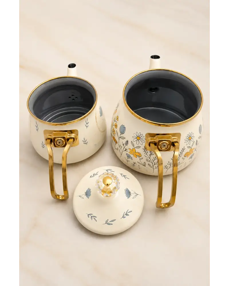 PR Home Anemon Gold Model Emaye Çaydanlık