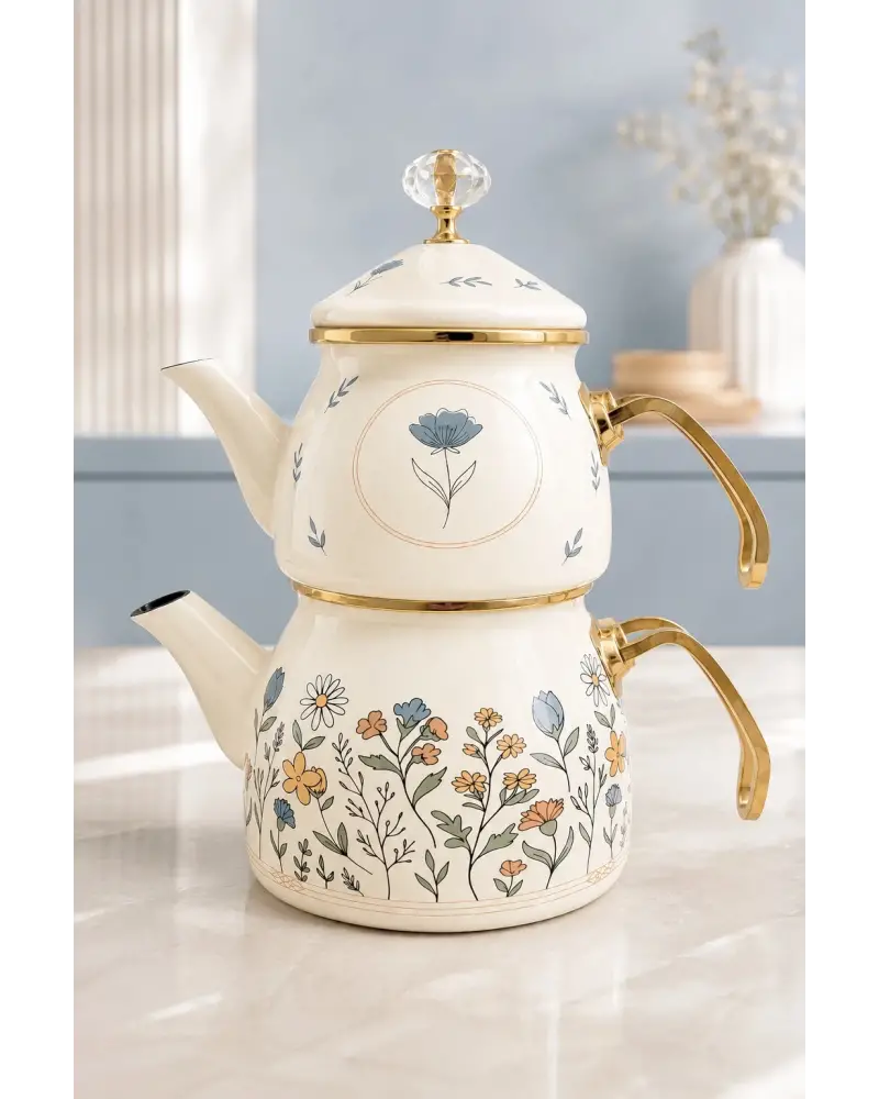 PR Home Anemon Gold Model Emaye Çaydanlık