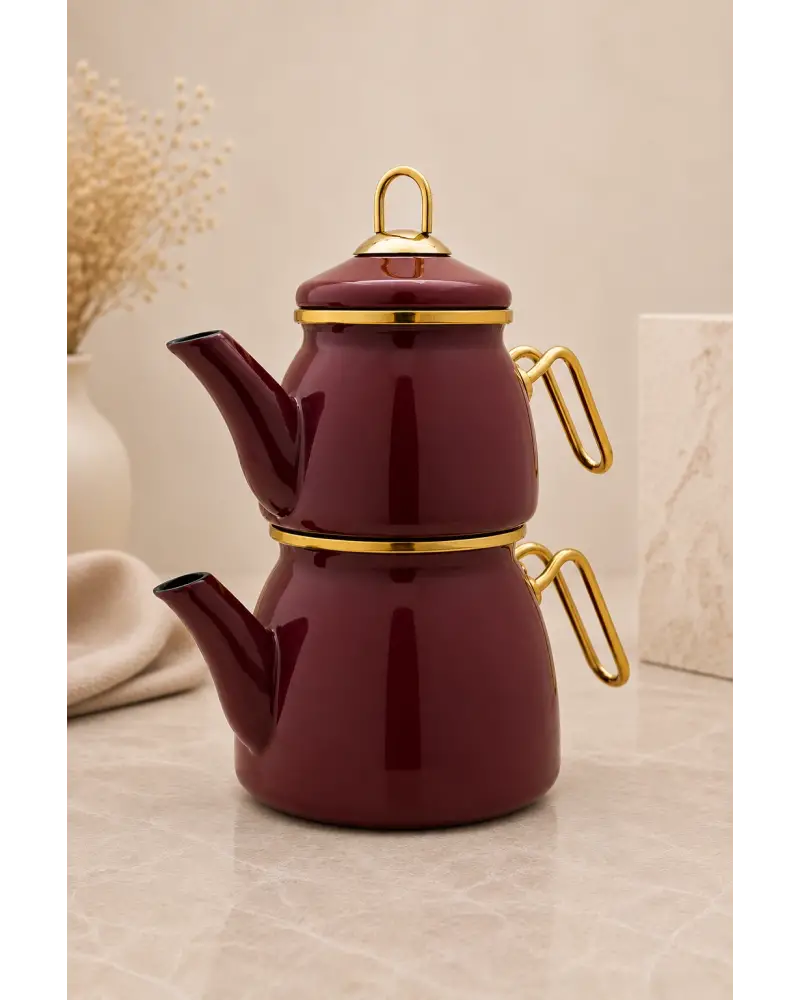PR Home Bordo Mini Model Emaye Çaydanlık
