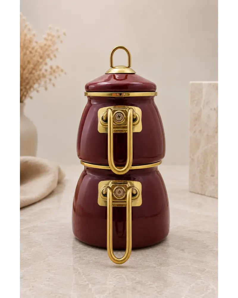 PR Home Bordo Mini Model Emaye Çaydanlık