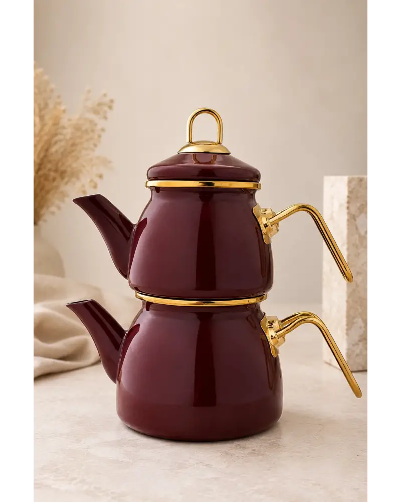 PR Home Bordo Mini Model Emaye Çaydanlık