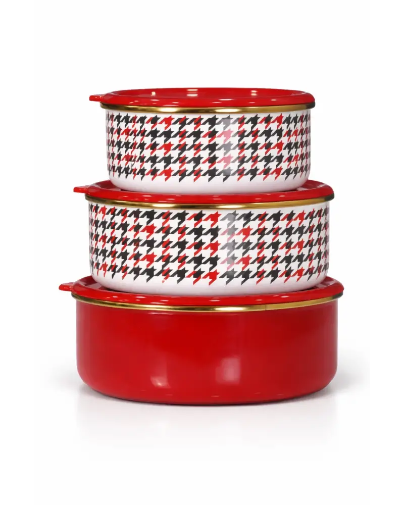 PR Home Forte Red Emaye Üçlü Saklama Seti