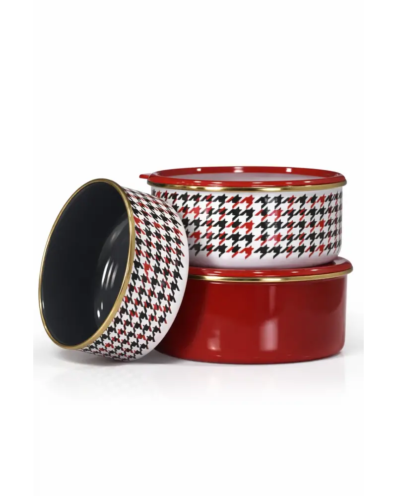 PR Home Forte Red Emaye Üçlü Saklama Seti