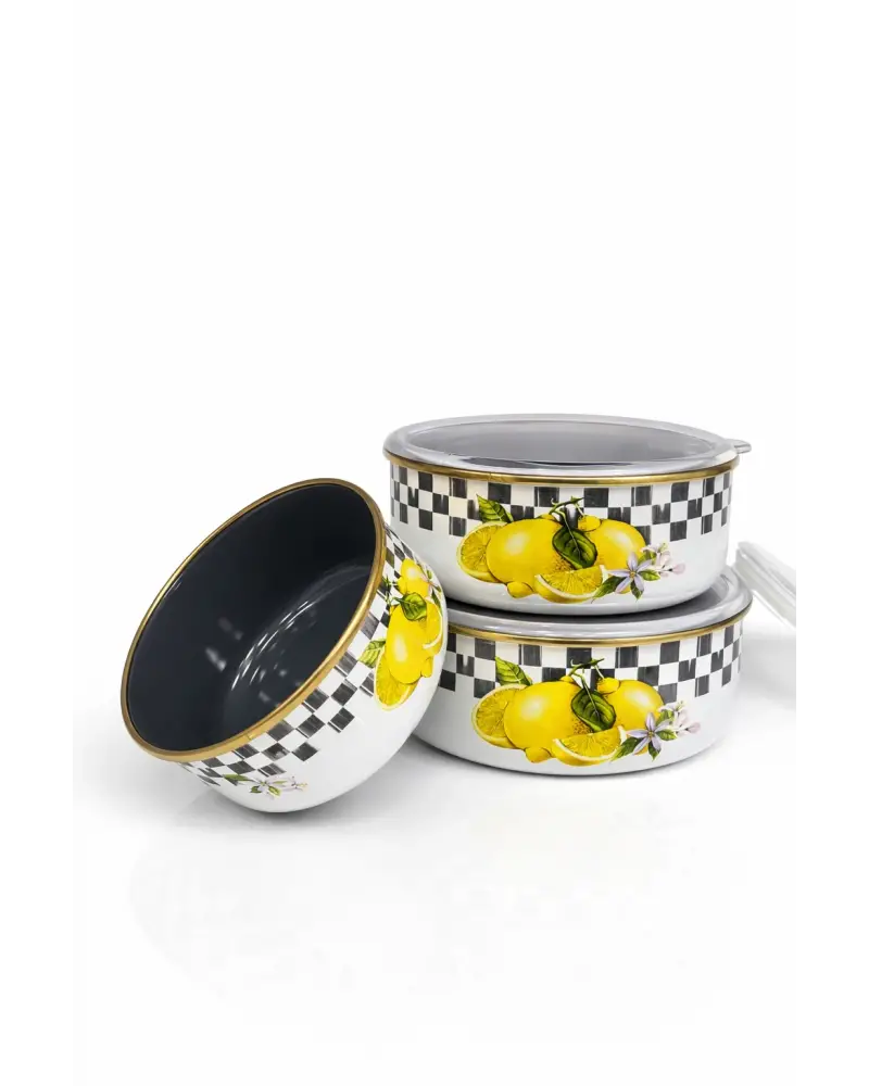 PR Home Limon Emaye Üçlü Saklama Seti