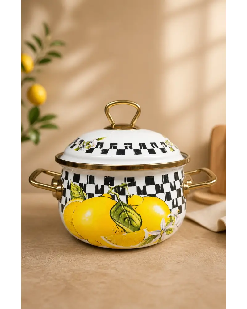 PR Home Limon Derin Bombeli Emaye Tencere 16 cm