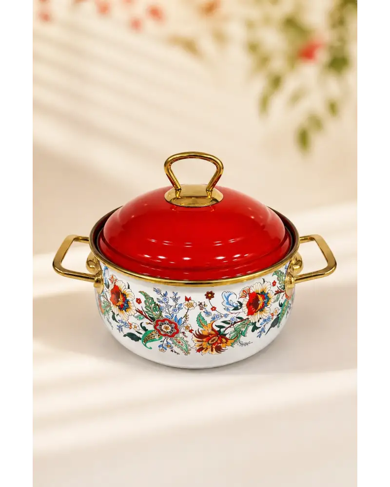 PR Home Magnolia Derin Bombeli Emaye Tencere 16 cm