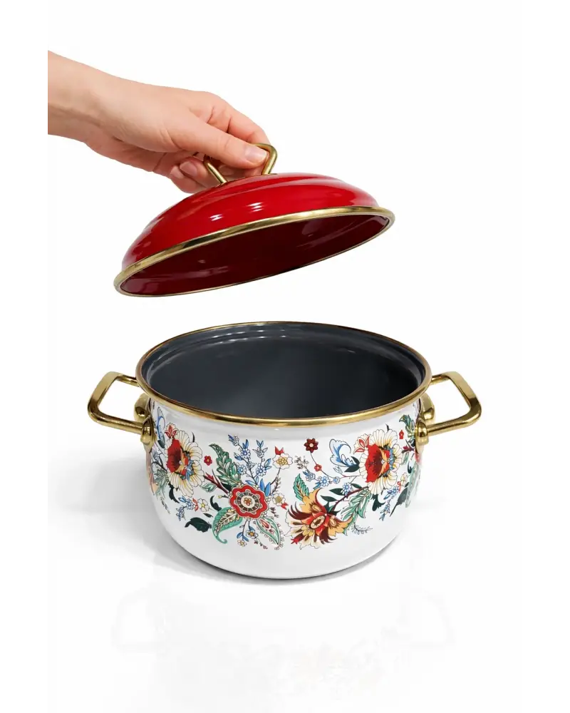 PR Home Magnolia Derin Bombeli Emaye Tencere 16 cm