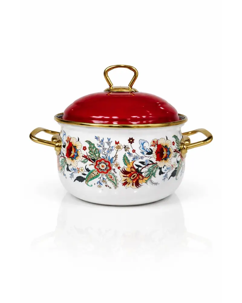 PR Home Magnolia Derin Bombeli Emaye Tencere 16 cm