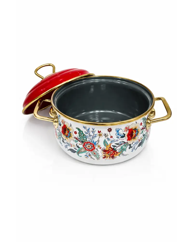 PR Home Magnolia Derin Bombeli Emaye Tencere 16 cm