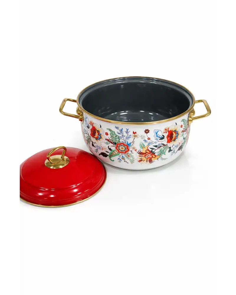 PR Home Magnolia Derin Bombeli Emaye Tencere 20 cm