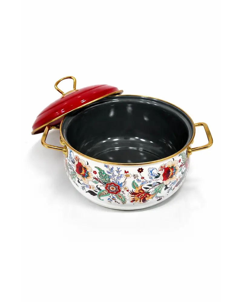 PR Home Magnolia Derin Bombeli Emaye Tencere 22 cm