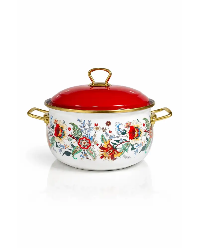 PR Home Magnolia Derin Bombeli Emaye Tencere 22 cm