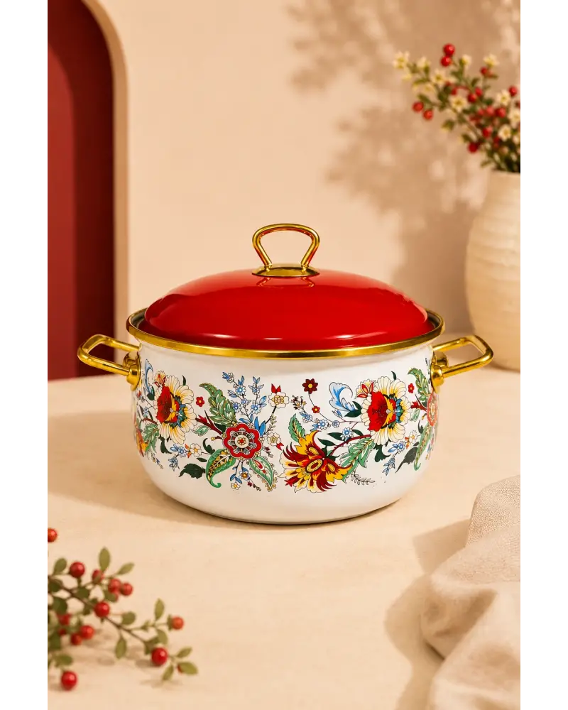 PR Home Magnolia Derin Bombeli Emaye Tencere 24 cm