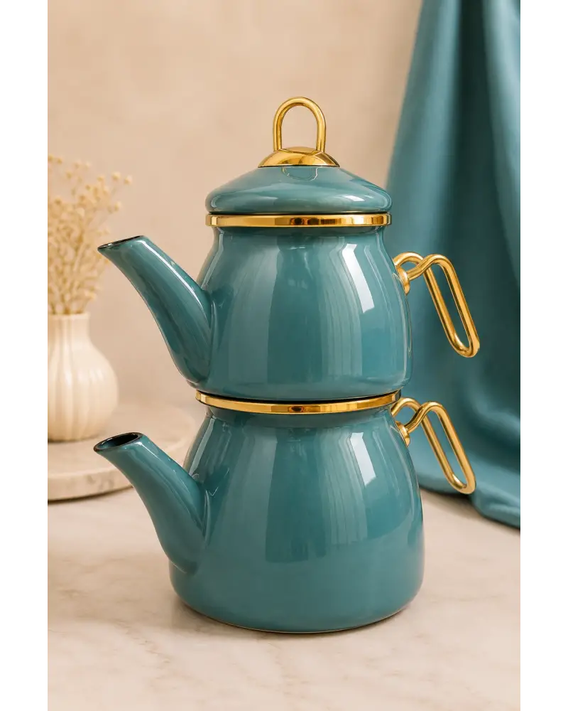 PR Home Petrol Yeşili Mini Model Emaye Çaydanlık