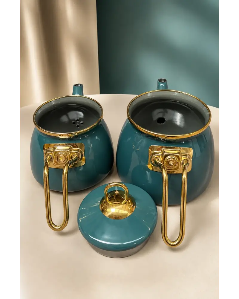 PR Home Petrol Yeşili Mini Model Emaye Çaydanlık