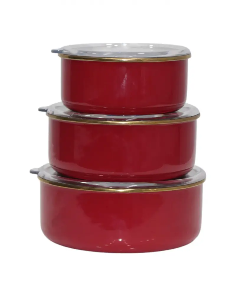PR Home Red Emaye Üçlü Saklama Seti