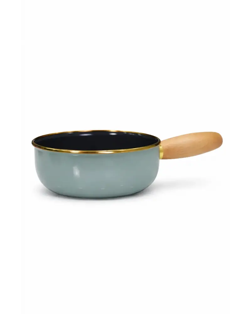 PR Home Soft Yeşil Emaye Ahşap Saplı Haşlama ve Sos Tavası 16 cm
