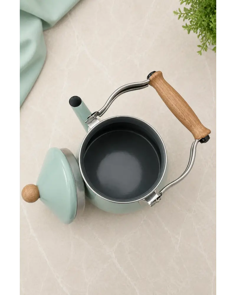 PR Home Soft Yeşil Emaye Demlik Kettle Büyük 2.1 LT