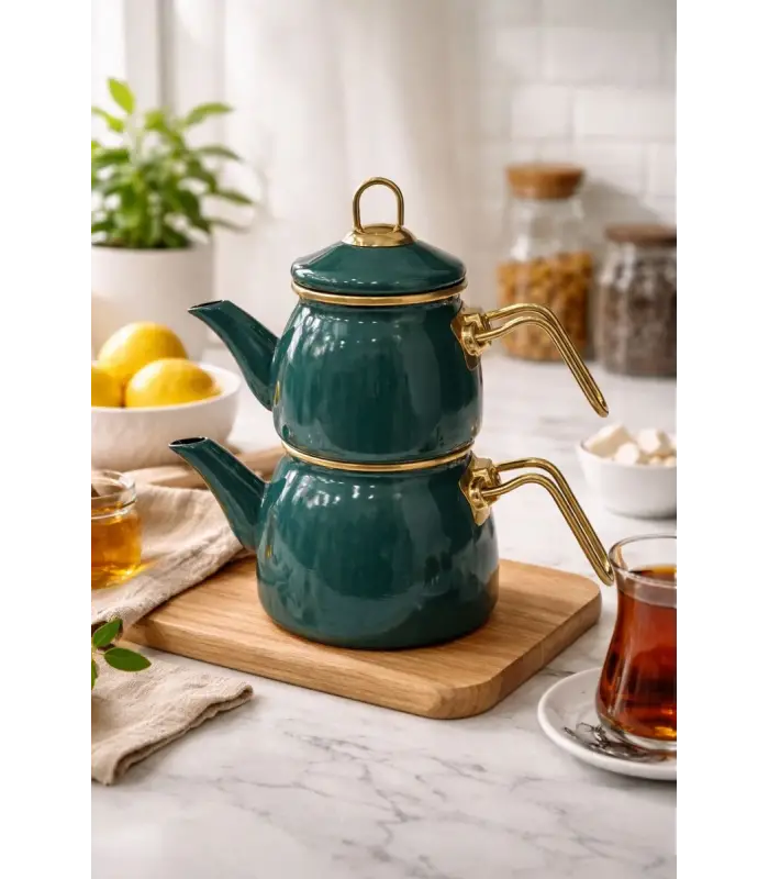 PR Home Emaye Mini Model Emaye Çaydanlık Petrol Yeşili