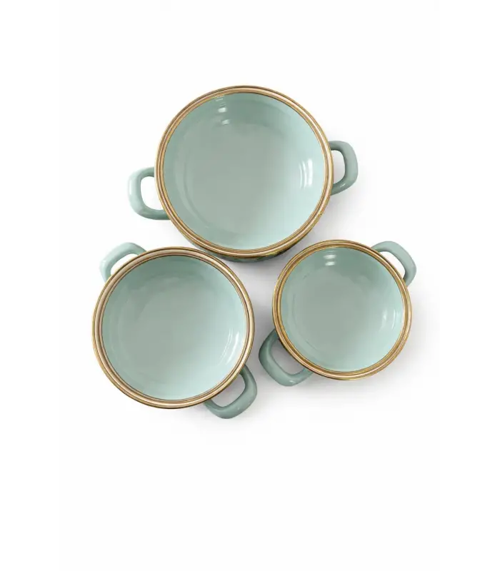 PR Home Alaria Yeşil Emaye Mini Tencere Seti 12-14-16 cm