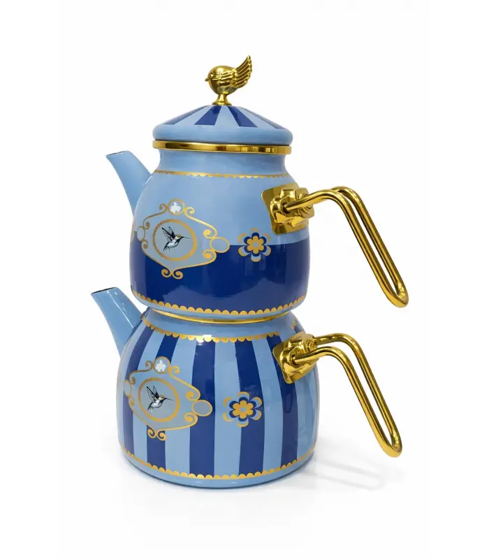 PR Home Alaria Mavi Rose Model Emaye Çaydanlık