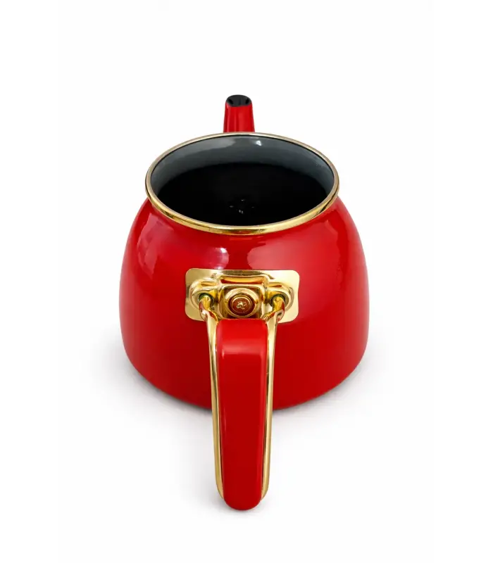 PR Home Kırmızı Rose Model Emaye Çaydanlık