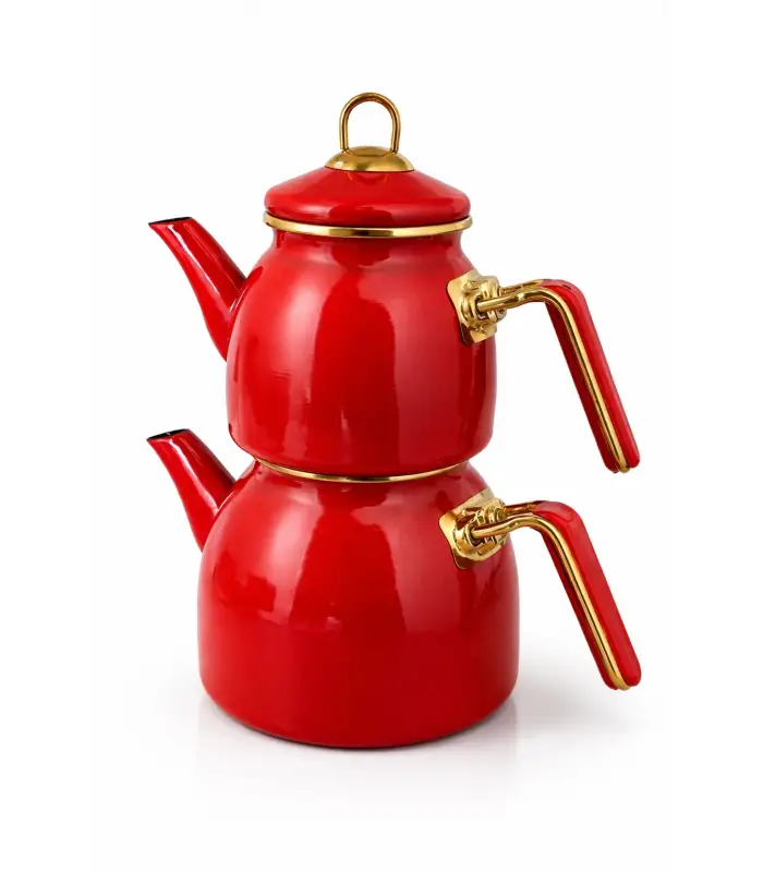 PR Home Kırmızı Rose Model Emaye Çaydanlık