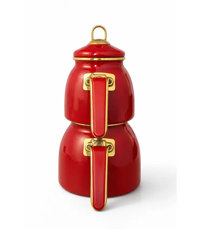 PR Home Kırmızı Rose Model Emaye Çaydanlık